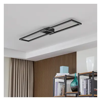 Lucande Stropní svítidlo Lucande LED Tjado, délka 120 cm, černá barva, kov