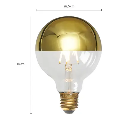 Lucande Zrcadlová LED žárovka E27 3,8 W G95, 2700K zlatá