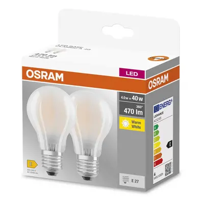 OSRAM LED žárovka E27 4W 827 Classic A GLFR matná 2 ks