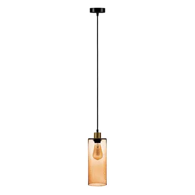 Solbika Lighting Závěsná lampa Válec ze sodového skla světle hnědý Ø 12 cm