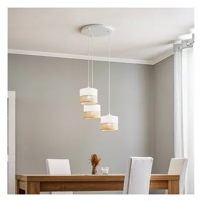 TK Lighting Závěsné světlo Linobianco, kulaté, tři zdroje