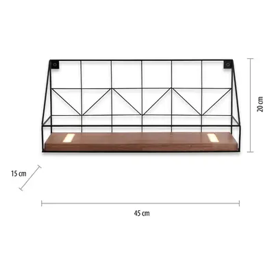 JUST LIGHT. Nástěnná světelná tabule LED s dřevěnou policí, 45x15cm