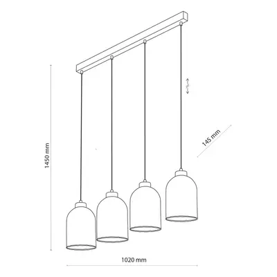 TK Lighting Závěsné světlo Satipo sklo 4 zdroje transparentní