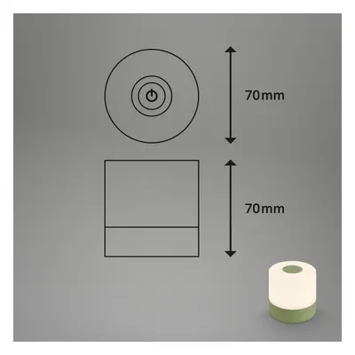 Briloner Dobíjecí stolní lampa LED Smal, zelená, 2 700K, stmívatelná