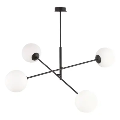 EMIBIG LIGHTING Stropní světlo Linear, černá/opál, čtyři zdroje