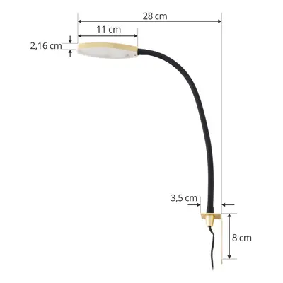 Lindby LED lampa na čtení Lindby Flexola, zlatá, kulatá hlava