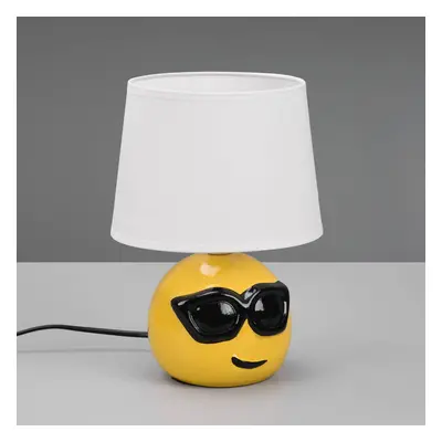 Reality Leuchten Stolní lampa Coolio se Smiley, stínidlo bílá