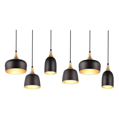 Trio Lighting Závěsné světlo Chiraz, 6 zdrojů, černá/zlatá