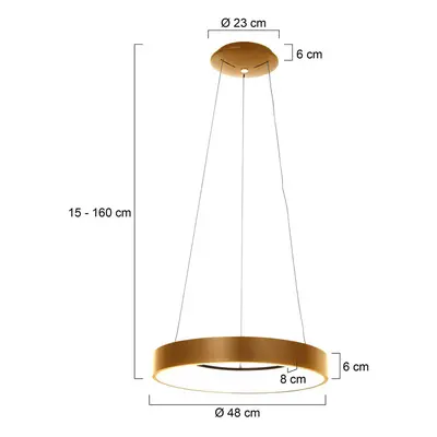 Steinhauer LED závěsné světlo Ringlede, Ø 48 cm, zlatá