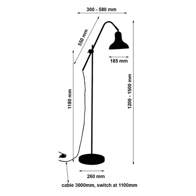 Busch Stojací lampa Winston, stínidlo černá/bílá