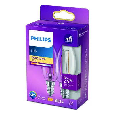 Philips Philips LED svíčka filament E14 2W 2 700K 2ks