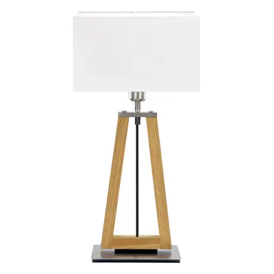 HerzBlut Stolní lampa HerzBlut Bi Bob, olejovaný sukovitý dub/bílá