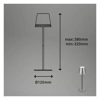 Briloner LED stolní lampa Kiki s baterií 3000K stříbrná