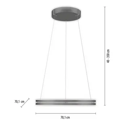 PURE Závěsné svítidlo PURE LED E-Loop, šedé, Ø 70 cm, hliník, CCT