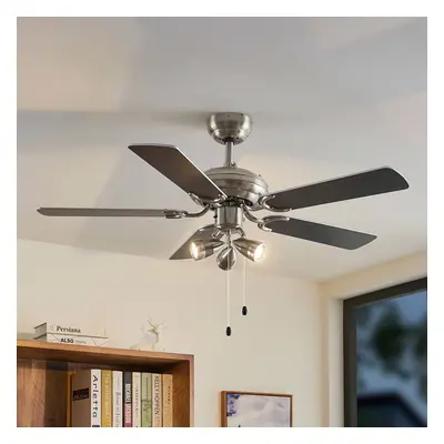 Lindby Stropní ventilátor Lindby s osvětlením Anariki, tichý, stříbrný