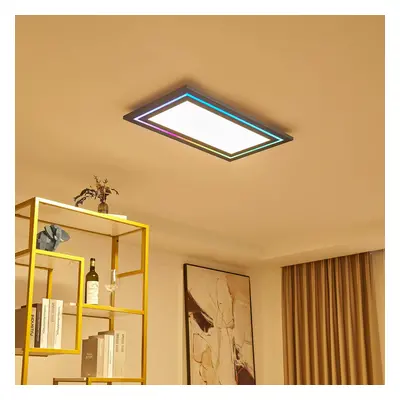 Lucande Stropní svítidlo Lucande LED Leicy, nikl, 80 cm, RGBIC, CCT