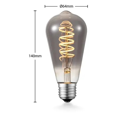 Lucande Lucande LED žárovka E27 ST64 4W 1 800K dim smoke