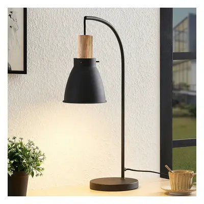 Lindby Stolní lampa Lindby Trebale, E14, železo, dřevo, černá barva