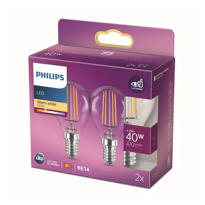 Philips Philips LED žárovka E14 4,3W P45 Filament 2700K 2k