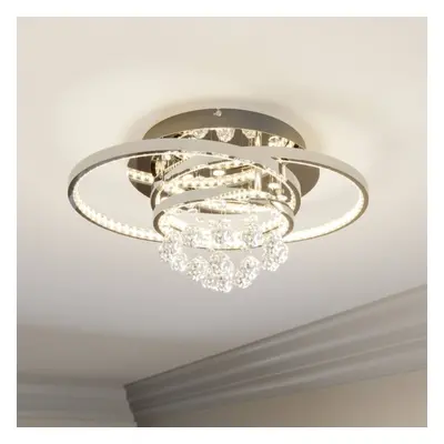 Lucande Stropní svítidlo Lucande LED Keely, barva chrom, křišťál, 45 cm