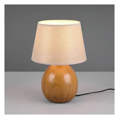 Reality Leuchten Stolní lampa Loxur výška 35cm béžová/vzhled dřevo