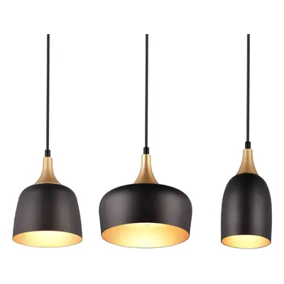 Trio Lighting Závěsné světlo Chiraz, tři zdroje, černá/zlatá