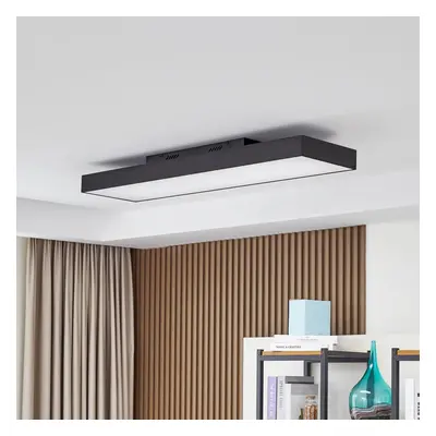 Lucande Stropní svítidlo Lucande LED Leicy, černé, 100 cm, RGBIC, CCT