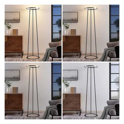 Lucande Lucande Seppe LED stojací lampa, Ø 50 cm, nikl