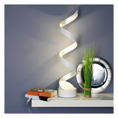 Eco-Light LED stolní lampa Helix, výška 66 cm, bílá stříbrná