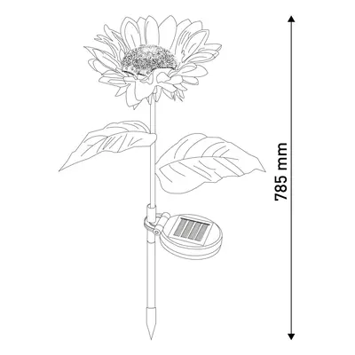 Näve Solární venkovní dekor světlo slunečnice hrot 2ks