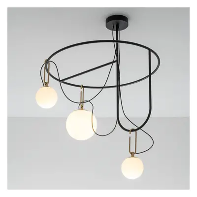 Artemide Skleněná závěsná lampa Artemide nh S4, třísvítidlo