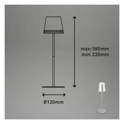 Briloner Nabíjecí stolní lampa Kiki LED, matný chrom, IP44, 3 000K