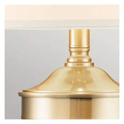 QUOIZEL Textilní stolní lampa Dennison 1 brushed brass