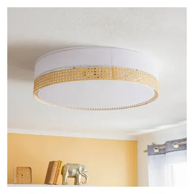 TK Lighting Stropní svítidlo Paglia bílá/ratan, Ø 60 cm