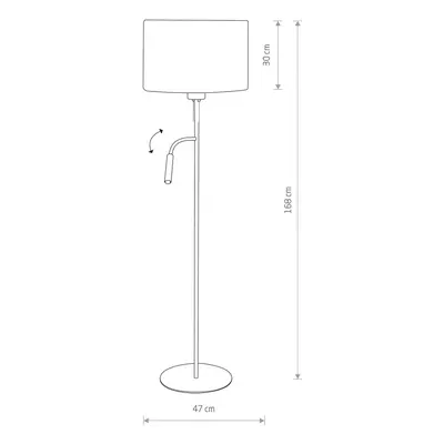 Euluna Stojací lampa Hotel Plus s lampičkou na čtení, bílá