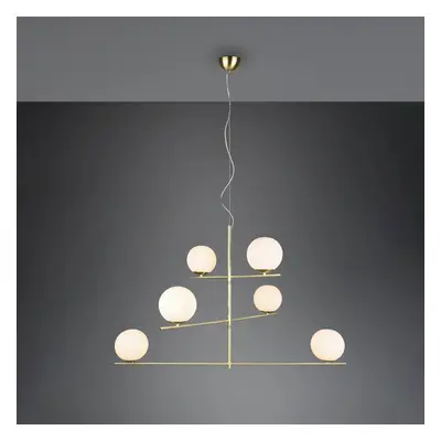 Trio Lighting Závěsná lampa Pure s otočnými rameny 6fl mosazná/bílá