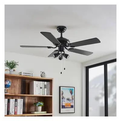 Lucande Stropní ventilátor Lucande se světlem Anariki, tichý, černý