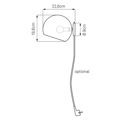 NYTA Nyta Tilt Globe Wall Short, kabel červený, černá