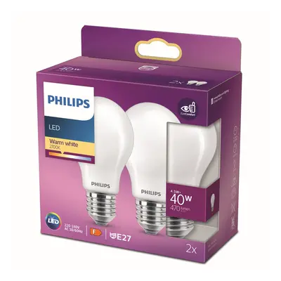 Philips Philips LED žárovka E27 4,5W 2 700K opál 2ks