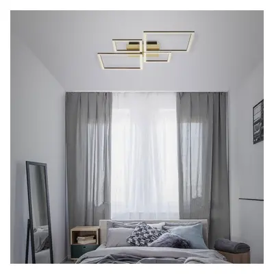 Briloner Stropní svítidlo LED Frame, zlaté, stmívatelné, 4 světla