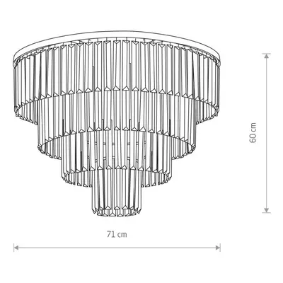 Euluna Stropní svítidlo Cristal, průhledné/černé, Ø 71 cm