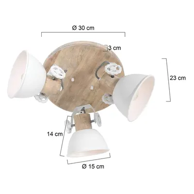 Steinhauer Stropní bodovka Gearwood, 3 zdroje, kulatá, bílá