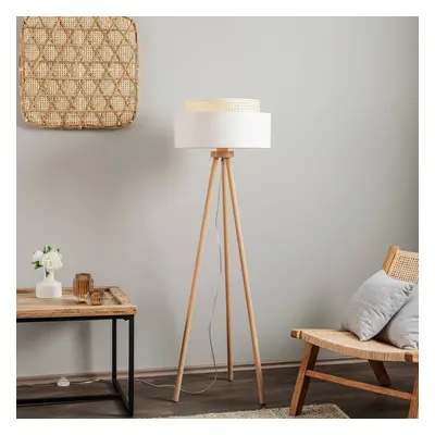 Duolla Stojací lampa Boho, třínožka krémová bílá/ratan