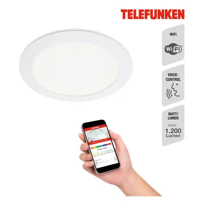 Telefunken Vestavné LED svítidlo Virgo, RGBW, bílé, Ø 17 cm