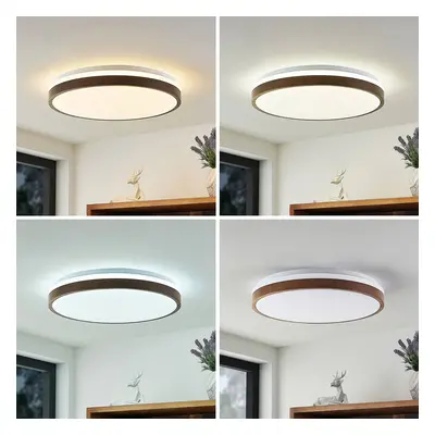 Lindby Lindby LED stropní svítidlo Hudsona, Ø 49 cm, dřevo, hnědá barva