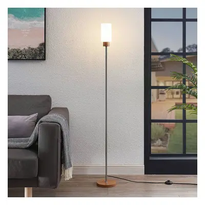 Lindby Lindby Nicus dřevěná stojací lampa se stínidlem