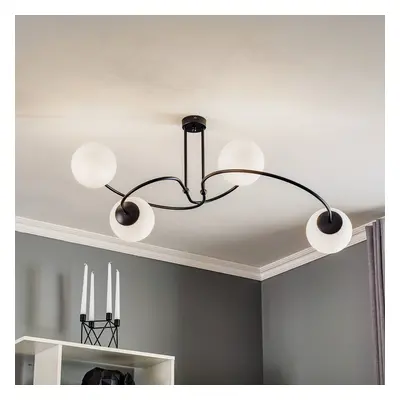 EMIBIG LIGHTING Stropní světlo Selbi 4 černé se skleněnými koulemi