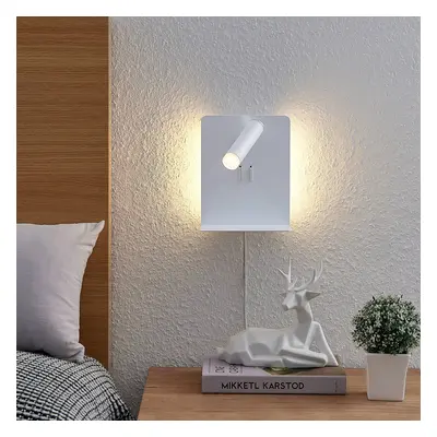 Lucande Lucande LED nástěnné bodové svítidlo Zavi, bílé, zástrčka, police, USB