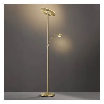 FISCHER & HONSEL LED stojací lampa Dent, mosazná barva, 180 cm, CCT, 2 žárovky