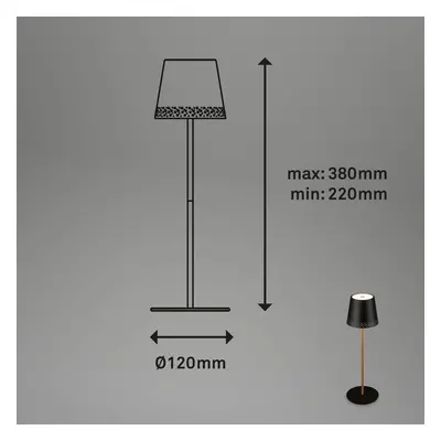 Briloner Nabíjecí stolní lampa Kiki LED, černá/zlatá, IP44, 3 000K